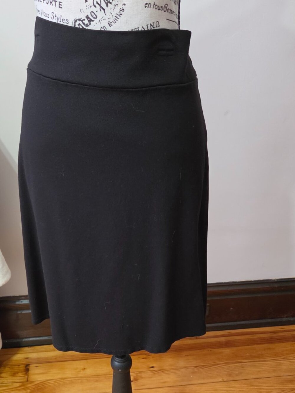 Double Take Black Midi Skirt Pull on Wide Waistband Women's